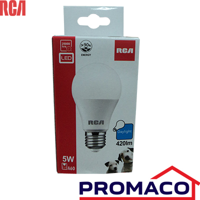 [i10023032-00] LAT-BOMBILLO LED LUZ CLARA 5W 85-277V RLA60D5W RCA EXCL