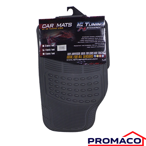 IG-TUNNING-ALFOMBRA DE HULE PARA CARRO GRIS YA-1003-GR 4PCS EXCL