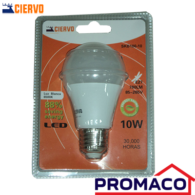 CIERVO-BOMBILLO LED SKB100-A 8W 6400K 85-265V EXCL
