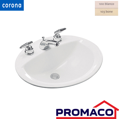 [i10025469-00] CORONA-190 LAVAMANO BLANCO EMPOTRABLE MARSELLA HI SIN ACCESORIOS 13011001 EXCL