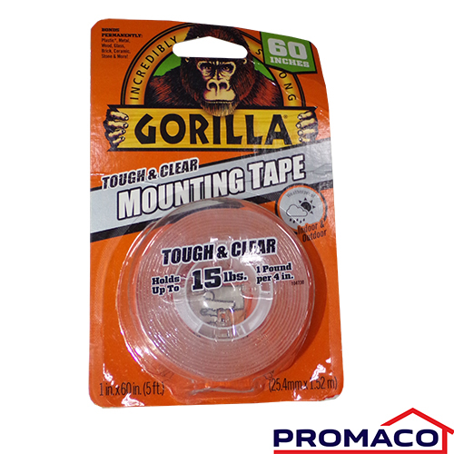 TAPE DOBLE PEGA GORILLA 5121520 RESISTE  HASTA 15 LBS