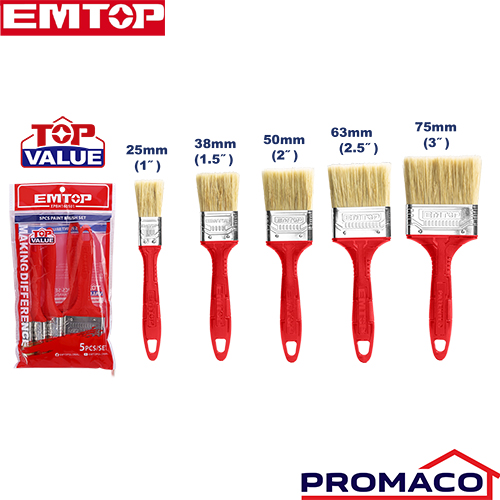 EMTOP-PROF-16340 SET DE BROCHA PARA PINTAR 5 PCS 1PG A 3PG EPBH160501 EXCL