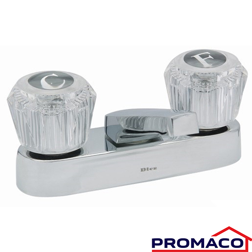 DICA-180 LLAVE PARA LAVAMANO CROMADA CON PERILLA ACRILICA CUELLO CORTO DICA 4048A