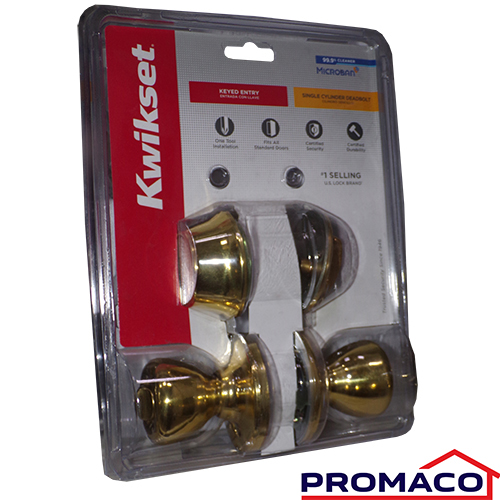 ORG-42 COMBO LLAVIN DE PELOTA CILINDRICO KWIKSET LLAVE-MARIPOSA LATON BRILLANTE 1643592 1196 EXCL