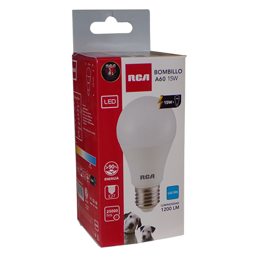 [i10041109-00] LAT-BOMBILLO LED LUZ DE DIA 15W A60 85-227V 1350LM RLA60D15W RCA EXCL