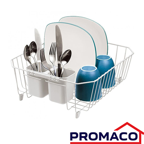 ORG-ESCURRIDOR DE PLATOS DELUXE DURA-KLEEN CROMADO - BLANCO EW162-W