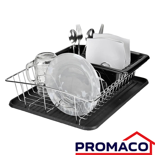 ORG-ESCURRIDOR DE PLATOS PANTRYMATE CROMADO/NEGRO  INCLUYE BANDEJA FGM87121