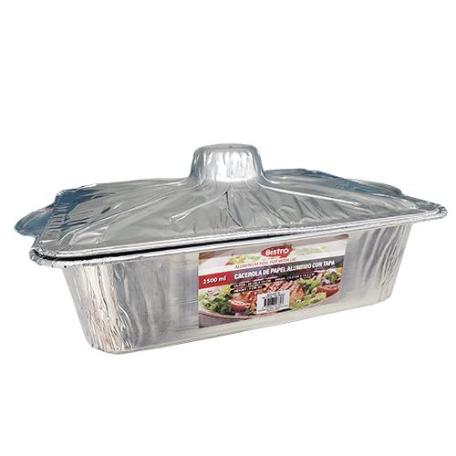MY-BANDEJA CUADRADA ALUMINIO DESECHABLE CON TAPA 2500ML 02770 027707