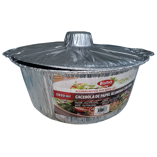 MY-BANDEJA REDONDA ALUMINIO DESECHABLE CON TAPA 3850ML 02767 027677