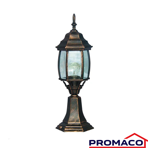 ILUM-270 LAMPARA DE POSTE PARA EXTERIOR BRONCE VIDRIO CLARO 1XE27-100W 110-240V 4041P-BR EXCL