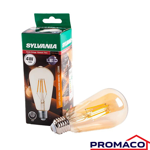 [i10040020-00] ILUM-BOMBILLO LED VINTAGE TIPO GLOBO FILAMENTO E27 4W ST19 350LM 2200K 120V P27995 EXCL