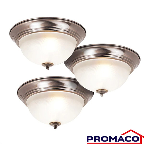 ILUM-270 LAMPARA REDONDA PARA TECHO PLAFON TRIPACK ACABADO AB 2XE27-40W 4665TRI-11-AB EXCL