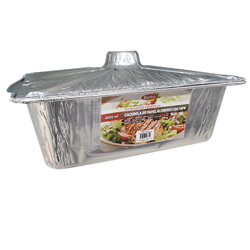 MY-BANDEJA CUADRADA ALUMINIO DESECHABLE CON TAPA 4000ML 02771 027714