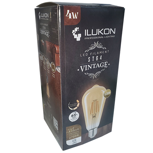 ILUKON-BOMBILLO LED VINTAGE ST64 420LM 827 120V DIM/F E27 4W 95080822A