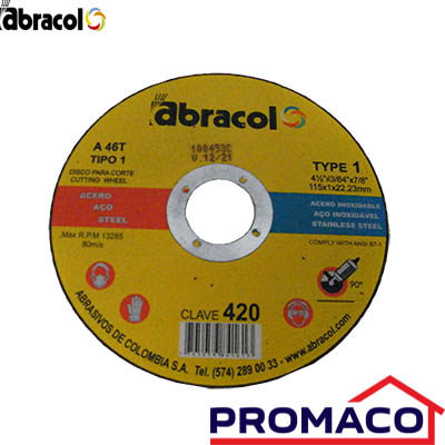 ABR-11680 DISCO PARA CORTE HIERRO 1/16X7/8X4-1/2PG DOBLE PROPOSITO DT1 EXCL