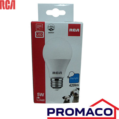LAT-BOMBILLO LED LUZ CLARA 5W 85-277V RLA60D5W RCA