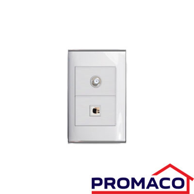 TANIA-510 TOMA PARA TELEVISOR + TOMA PARA TELEFONO BLANCO-PLATA ROSEMARY KOB-R7582WS EXCL