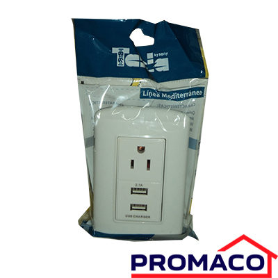 TANIA-510 TOMA POLARIZADO + TOMA PARA USB DOBLE BLANCO KOBM-7230W EXCL