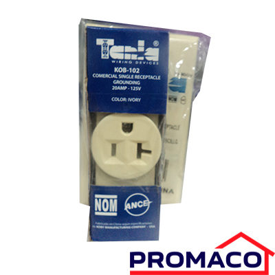 TANIA-510 TOMA SENCILLO POLARIZADO MARFIL CON PLACA 20AMP KOB-102 EXCL