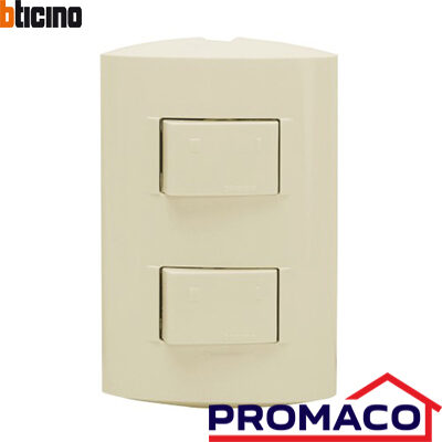 SWITCH DOBLE VAIVEN BAJO REPELLO MARFIL BTICINO MODUS AE2201EM 15A